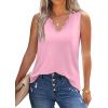 image:imageWIHOLL Womens Loose Fit V Neck Lace Sleeveless Summer Tank Top2cream Pink