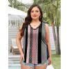 image:imageWIHOLL Womens Loose Fit V Neck Lace Sleeveless Summer Tank Top2stripe Pink