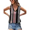 image:imageWIHOLL Womens Loose Fit V Neck Lace Sleeveless Summer Tank Top2stripe Pink