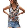 image:imageWIHOLL Womens Loose Fit V Neck Lace Sleeveless Summer Tank Top3floral Khaki