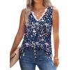 image:imageWIHOLL Womens Loose Fit V Neck Lace Sleeveless Summer Tank Top3navy Blue Floral
