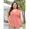 image:imageWIHOLL Womens Loose Fit V Neck Lace Sleeveless Summer Tank TopCoral