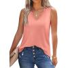 image:imageWIHOLL Womens Loose Fit V Neck Lace Sleeveless Summer Tank TopCoral