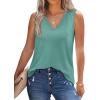 image:imageWIHOLL Womens Loose Fit V Neck Lace Sleeveless Summer Tank TopCream Green