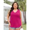 image:imageWIHOLL Womens Loose Fit V Neck Lace Sleeveless Summer Tank TopHot Pink