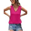 image:imageWIHOLL Womens Loose Fit V Neck Lace Sleeveless Summer Tank TopHot Pink