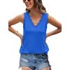 image:imageWIHOLL Womens Loose Fit V Neck Lace Sleeveless Summer Tank TopKlein Blue