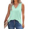 image:imageWIHOLL Womens Loose Fit V Neck Lace Sleeveless Summer Tank TopLake Green