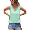 image:imageWIHOLL Womens Loose Fit V Neck Lace Sleeveless Summer Tank TopLake Green