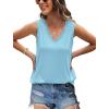 image:imageWIHOLL Womens Loose Fit V Neck Lace Sleeveless Summer Tank TopLight Blue