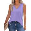image:imageWIHOLL Womens Loose Fit V Neck Lace Sleeveless Summer Tank TopPurple