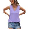 image:imageWIHOLL Womens Loose Fit V Neck Lace Sleeveless Summer Tank TopPurple