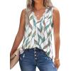 image:imageWIHOLL Womens Loose Fit V Neck Lace Sleeveless Summer Tank TopSmulti Leaf