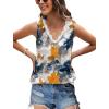 image:imageWIHOLL Womens Loose Fit V Neck Lace Sleeveless Summer Tank TopSmulti Teal
