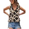 image:imageWIHOLL Womens Loose Fit V Neck Lace Sleeveless Summer Tank TopUbrown Leopard