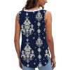 image:imageWIHOLL Womens Loose Fit V Neck Lace Sleeveless Summer Tank TopUnavy Blue Ethnic Pattern