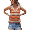 image:imageWIHOLL Womens Loose Fit V Neck Lace Sleeveless Summer Tank TopUorange Boho