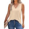 image:imageWIHOLL Womens Loose Fit V Neck Lace Sleeveless Summer Tank TopYellow Beige