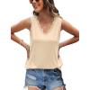 image:imageWIHOLL Womens Loose Fit V Neck Lace Sleeveless Summer Tank TopYellow Beige