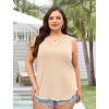 image:imageWIHOLL Womens Loose Fit V Neck Lace Sleeveless Summer Tank TopYellow Beige