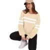 image:imageWIHOLL Womens Oversized Sweatshirts Casual Crewneck Long Sleeve Tops Comfy Striped Shirts Fall Fashion Pullover 2024Apricot