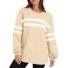 image:imageWIHOLL Womens Oversized Sweatshirts Casual Crewneck Long Sleeve Tops Comfy Striped Shirts Fall Fashion Pullover 2024Apricot