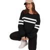 image:imageWIHOLL Womens Oversized Sweatshirts Casual Crewneck Long Sleeve Tops Comfy Striped Shirts Fall Fashion Pullover 2024Black