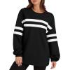 image:imageWIHOLL Womens Oversized Sweatshirts Casual Crewneck Long Sleeve Tops Comfy Striped Shirts Fall Fashion Pullover 2024Black