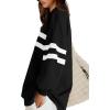 image:imageWIHOLL Womens Oversized Sweatshirts Casual Crewneck Long Sleeve Tops Comfy Striped Shirts Fall Fashion Pullover 2024Black