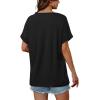 image:imageWIHOLL Womens Oversized V Neck Tshirts Plus Size Summer Tops 2026 Short Rolled Sleeve Shirts Dressy Casual Blouses S4XLBlack
