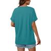 image:imageWIHOLL Womens Oversized V Neck Tshirts Plus Size Summer Tops 2026 Short Rolled Sleeve Shirts Dressy Casual Blouses S4XLBlue Green