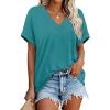 image:imageWIHOLL Womens Oversized V Neck Tshirts Plus Size Summer Tops 2026 Short Rolled Sleeve Shirts Dressy Casual Blouses S4XLBlue Green