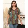 image:imageWIHOLL Womens Oversized V Neck Tshirts Plus Size Summer Tops 2026 Short Rolled Sleeve Shirts Dressy Casual Blouses S4XLBoho
