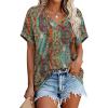 image:imageWIHOLL Womens Oversized V Neck Tshirts Plus Size Summer Tops 2026 Short Rolled Sleeve Shirts Dressy Casual Blouses S4XLBoho