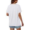 image:imageWIHOLL Womens Oversized V Neck Tshirts Plus Size Summer Tops 2026 Short Rolled Sleeve Shirts Dressy Casual Blouses S4XLClassic White