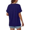 image:imageWIHOLL Womens Oversized V Neck Tshirts Plus Size Summer Tops 2026 Short Rolled Sleeve Shirts Dressy Casual Blouses S4XLDark Blue