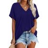 image:imageWIHOLL Womens Oversized V Neck Tshirts Plus Size Summer Tops 2026 Short Rolled Sleeve Shirts Dressy Casual Blouses S4XLDark Blue