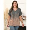 image:imageWIHOLL Womens Oversized V Neck Tshirts Plus Size Summer Tops 2026 Short Rolled Sleeve Shirts Dressy Casual Blouses S4XLPrint 01
