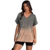 image:imageWIHOLL Womens Oversized V Neck Tshirts Plus Size Summer Tops 2026 Short Rolled Sleeve Shirts Dressy Casual Blouses S4XLPrint 01