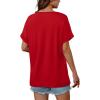image:imageWIHOLL Womens Oversized V Neck Tshirts Plus Size Summer Tops 2026 Short Rolled Sleeve Shirts Dressy Casual Blouses S4XLRed