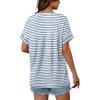 image:imageWIHOLL Womens Oversized V Neck Tshirts Plus Size Summer Tops 2026 Short Rolled Sleeve Shirts Dressy Casual Blouses S4XLStripe Blue