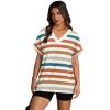 image:imageWIHOLL Womens Oversized V Neck Tshirts Plus Size Summer Tops 2026 Short Rolled Sleeve Shirts Dressy Casual Blouses S4XLStripe Color