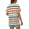 image:imageWIHOLL Womens Oversized V Neck Tshirts Plus Size Summer Tops 2026 Short Rolled Sleeve Shirts Dressy Casual Blouses S4XLStripe Color