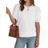image:imageWIHOLL Womens Puff Short Sleeve Sweater 2026 Spring Summer Tops Trendy Business Causal Outfits Work Blouses Clothes01  White