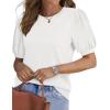 image:imageWIHOLL Womens Puff Short Sleeve Sweater 2026 Spring Summer Tops Trendy Business Causal Outfits Work Blouses Clothes01  White