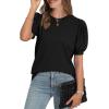 image:imageWIHOLL Womens Puff Short Sleeve Sweater 2026 Spring Summer Tops Trendy Business Causal Outfits Work Blouses ClothesBlack