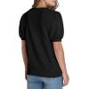 image:imageWIHOLL Womens Puff Short Sleeve Sweater 2026 Spring Summer Tops Trendy Business Causal Outfits Work Blouses ClothesBlack
