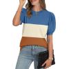image:imageWIHOLL Womens Puff Short Sleeve Sweater 2026 Spring Summer Tops Trendy Business Causal Outfits Work Blouses ClothesBlue Khaki Caramel