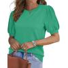 image:imageWIHOLL Womens Puff Short Sleeve Sweater 2026 Spring Summer Tops Trendy Business Causal Outfits Work Blouses ClothesLake Green