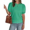 image:imageWIHOLL Womens Puff Short Sleeve Sweater 2026 Spring Summer Tops Trendy Business Causal Outfits Work Blouses ClothesLake Green